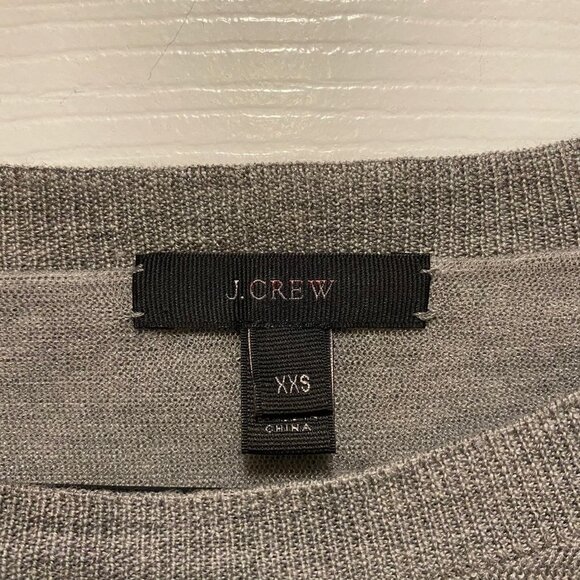 J. Crew Gray 100% Merino Wool Long Raglan Sleeve Pullover Metallic Hem Size XXS - Picture 5 of 8